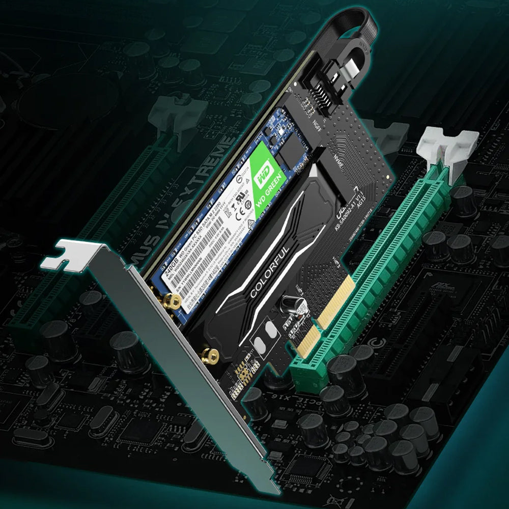 Ugreen - Expansion Card CM302 (70504) - M.2 SATA + M.2 NVMe to PCI-E X4, 32Gbps (PCI-E), 6Gbps (SATA) - Black