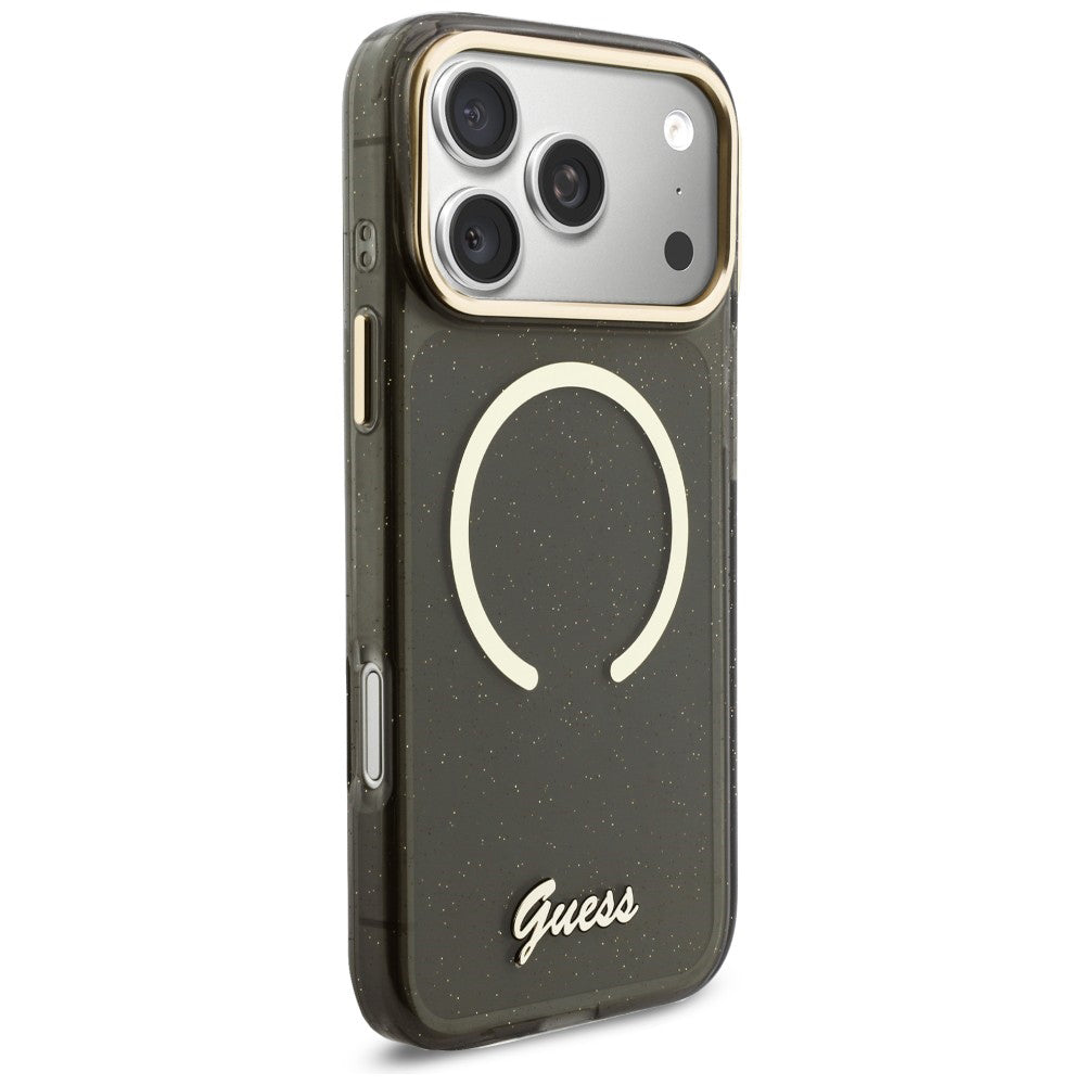 Guess - IML Glitter Script Strap MagSafe (GUHMP17X5HTGSMSK) - iPhone 17 Pro Max - Black