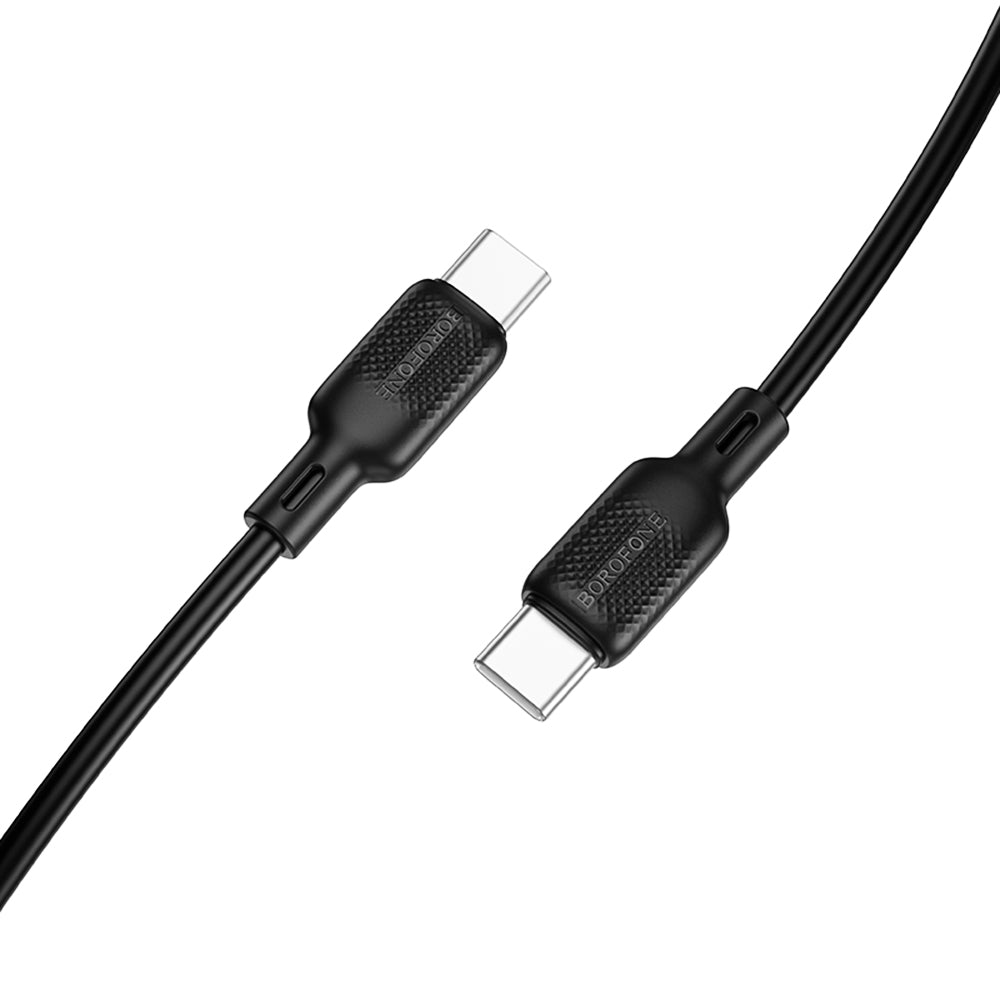 Borofone - Data Cable Lenny Series (BX113) - Type-C to Type-C, Silicone, PD60W, 3A, 2m - Black