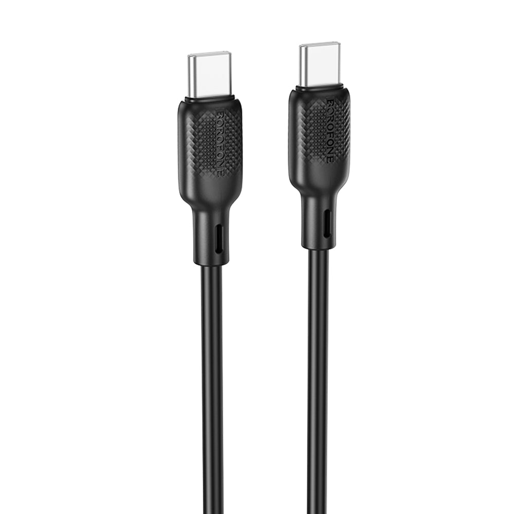 Borofone - Data Cable Lenny Series (BX113) - Type-C to Type-C, Silicone, PD60W, 3A, 2m - Black