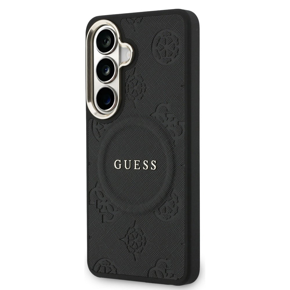 Guess - Saffiano Peony Embossed Ring MagSafe (GUHMS26SPSAMSECK) - Samsung Galaxy S26 - Black