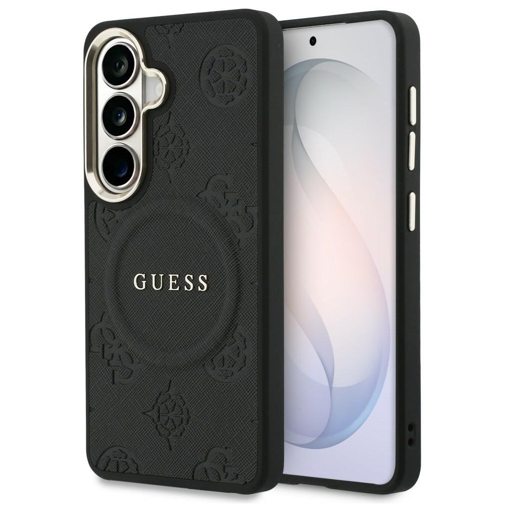 Guess - Saffiano Peony Embossed Ring MagSafe (GUHMS26SPSAMSECK) - Samsung Galaxy S26 - Black