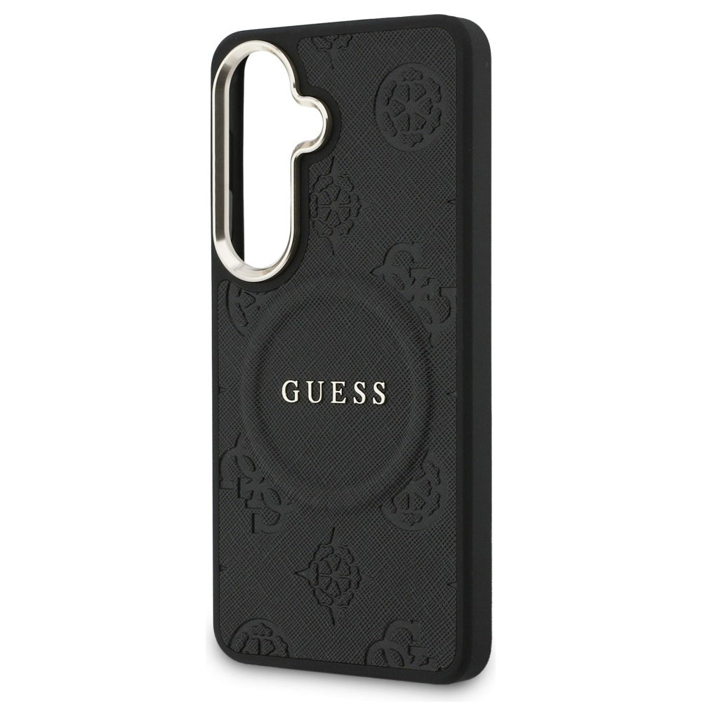 Guess - Saffiano Peony Embossed Ring MagSafe (GUHMS26SPSAMSECK) - Samsung Galaxy S26 - Black