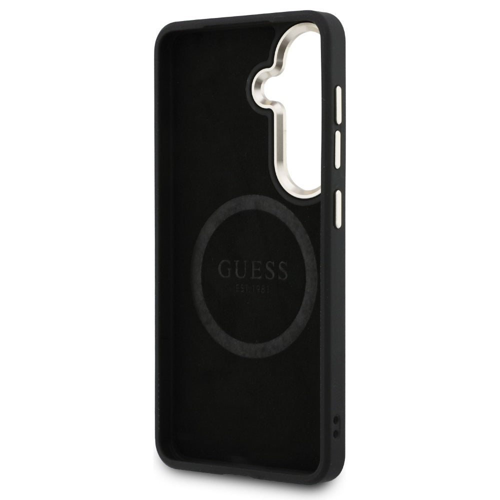 Guess - Saffiano Peony Embossed Ring MagSafe (GUHMS26SPSAMSECK) - Samsung Galaxy S26 - Black