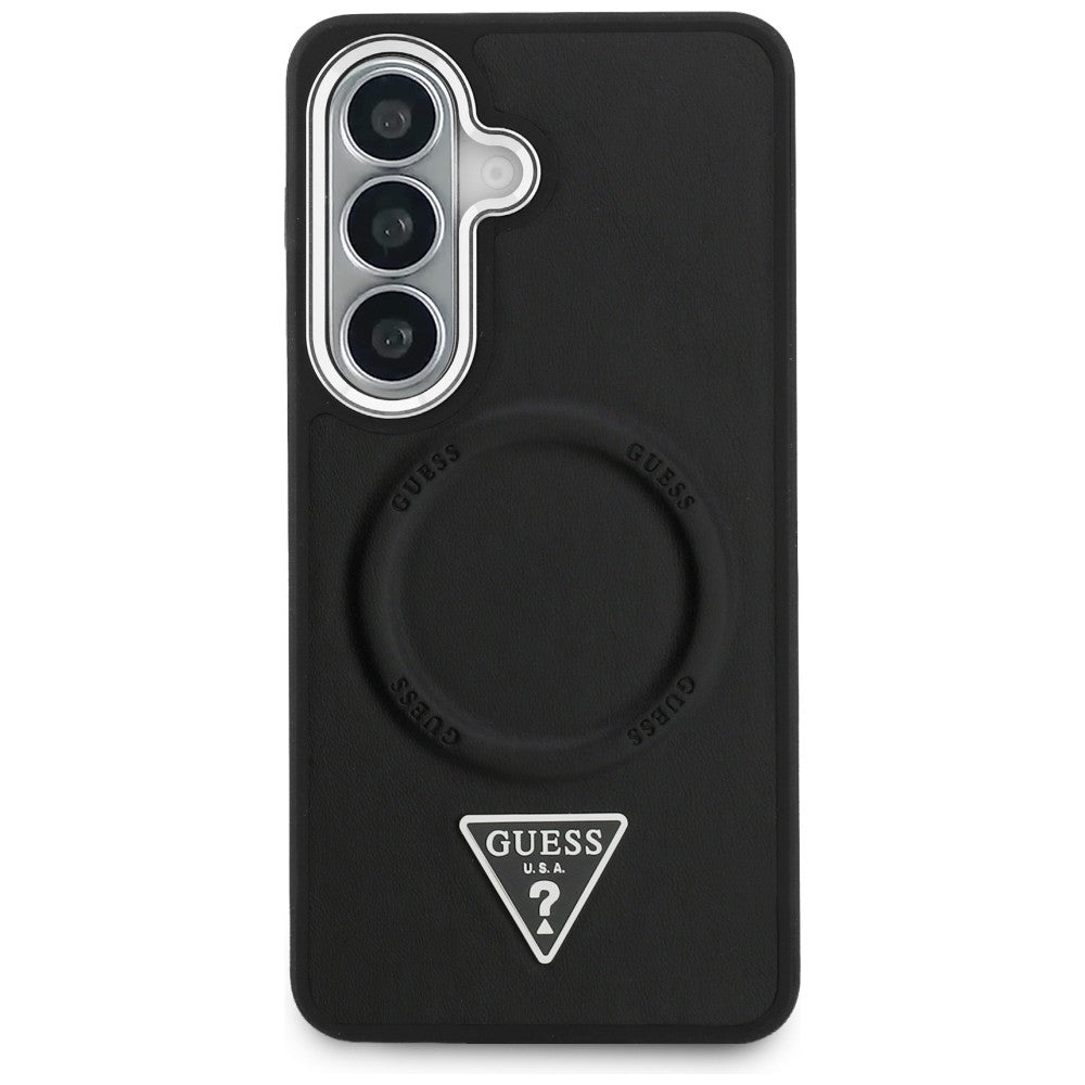 Guess - Embossed Ring Triangle Logo MagSafe (GUHMS26SPSDTSCMK) - Samsung Galaxy S26 - Black