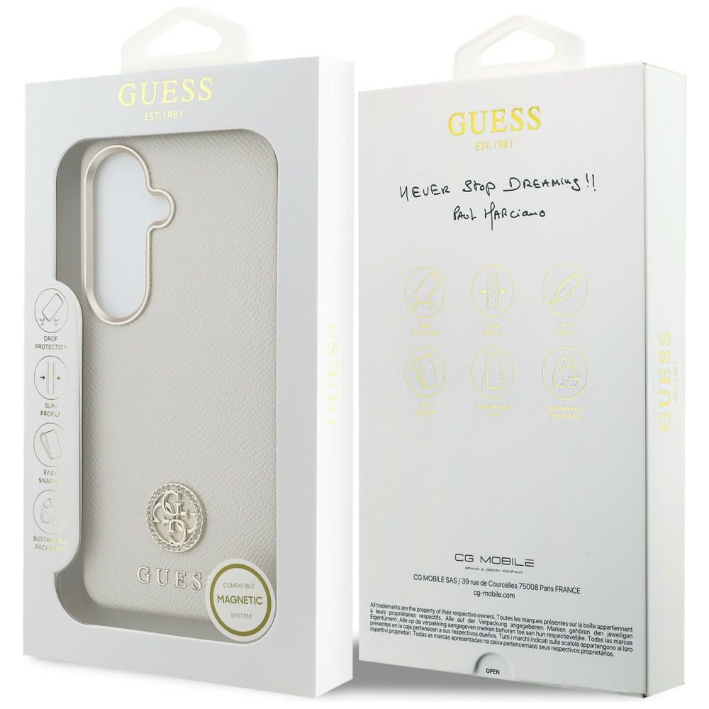 Guess - Rhinestone Round Logo MagSafe (GUHMS26SPGCRMDEE) - Samsung Galaxy S26 - Beige