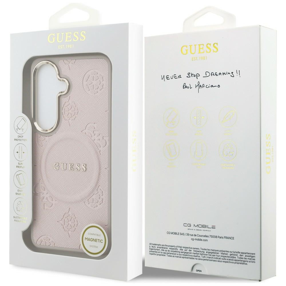 Guess - Saffiano Peony Embossed Ring MagSafe (GUHMS26SPSAMSECP) - Samsung Galaxy S26 - Pink