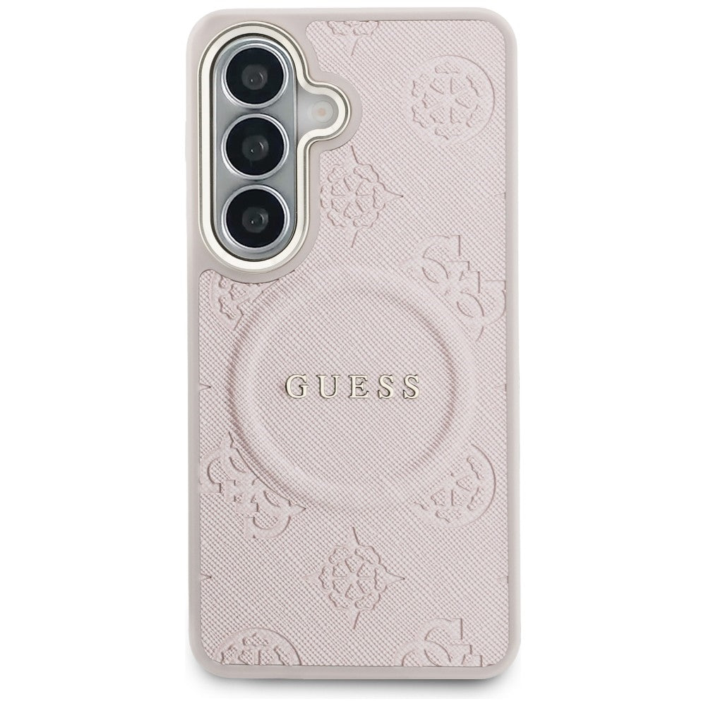 Guess - Saffiano Peony Embossed Ring MagSafe (GUHMS26SPSAMSECP) - Samsung Galaxy S26 - Pink