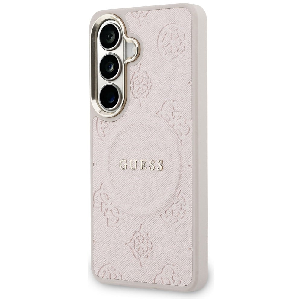 Guess - Saffiano Peony Embossed Ring MagSafe (GUHMS26SPSAMSECP) - Samsung Galaxy S26 - Pink