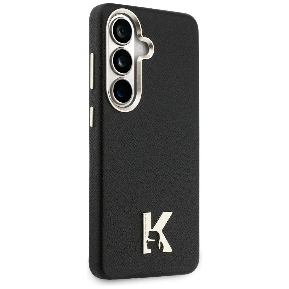 Karl Lagerfeld - Wrapped Grained Leather with K Head Logo MagSafe (KLHMS26S5PGFKHGK) - Samsung Galaxy S26 - Black