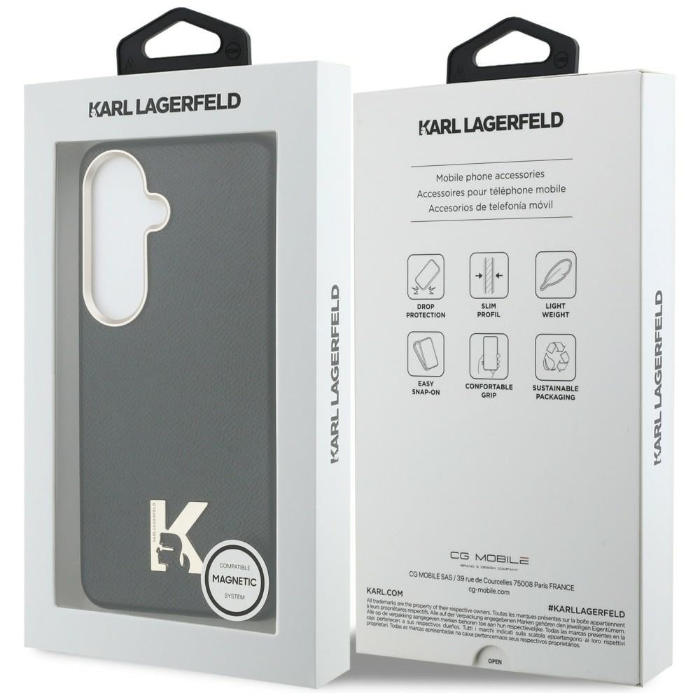 Karl Lagerfeld - Wrapped Grained Leather with K Head Logo MagSafe (KLHMS26S5PGFKHGK) - Samsung Galaxy S26 - Black