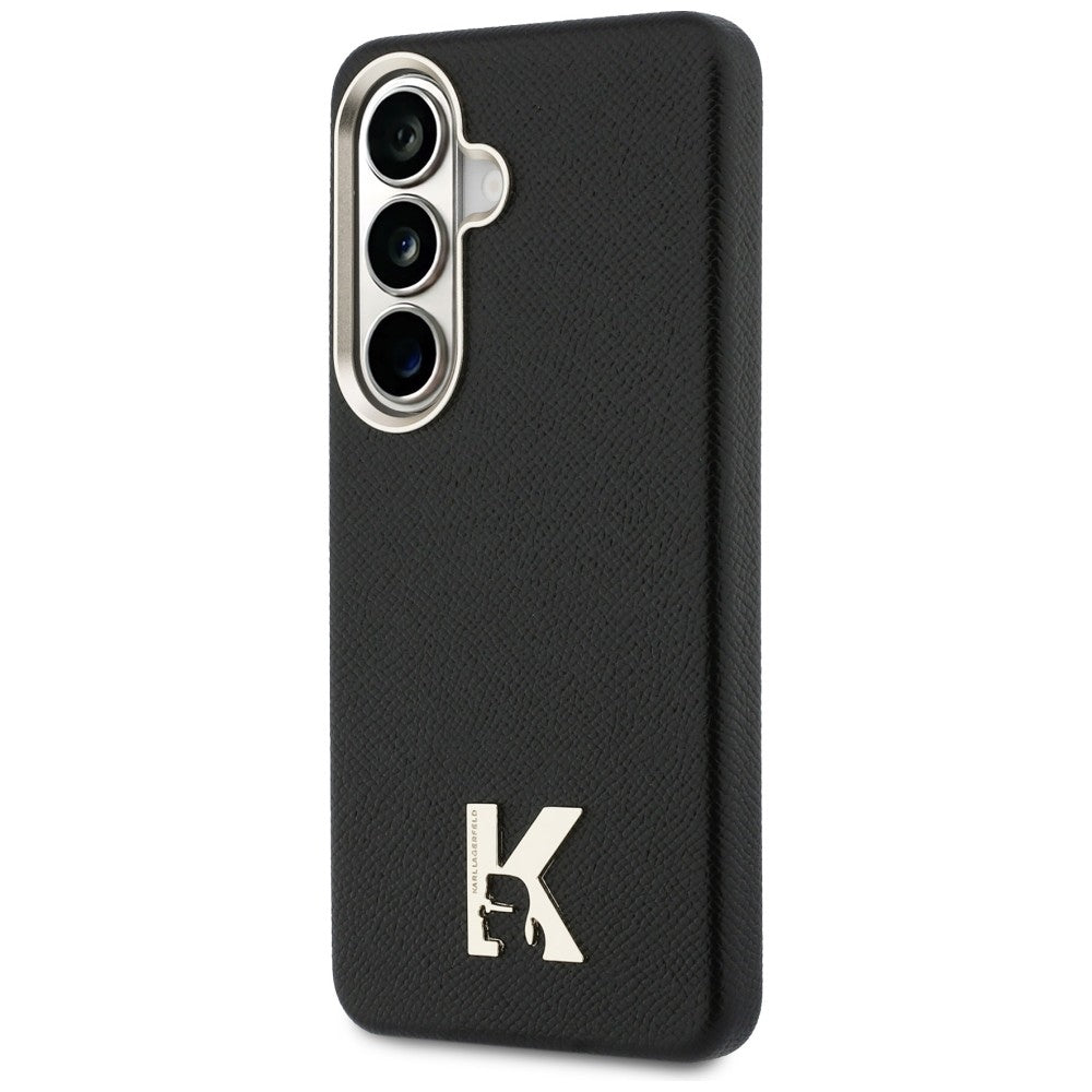 Karl Lagerfeld - Wrapped Grained Leather with K Head Logo MagSafe (KLHMS26S5PGFKHGK) - Samsung Galaxy S26 - Black