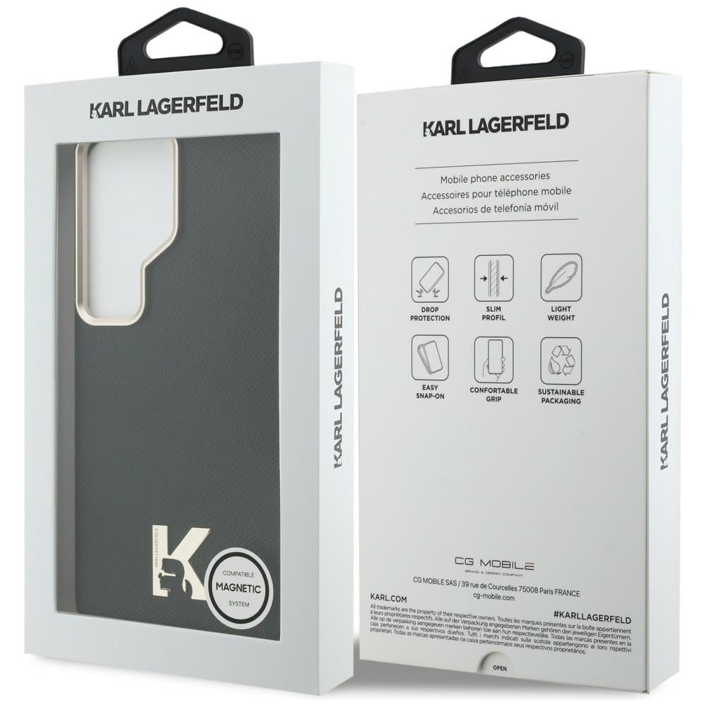 Karl Lagerfeld - Wrapped Grained Leather with K Head Logo MagSafe (KLHMS26L5PGFKHGK) - Samsung Galaxy S26 Ultra - Black