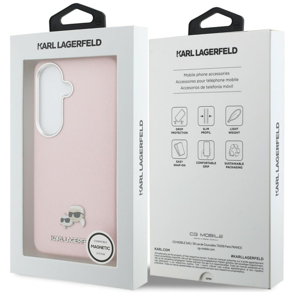 Karl Lagerfeld - Wrapped Grained Leather with K&C Head Pin MagSafe (KLHMS26S6PFKCLP) - Samsung Galaxy S26 - Pink
