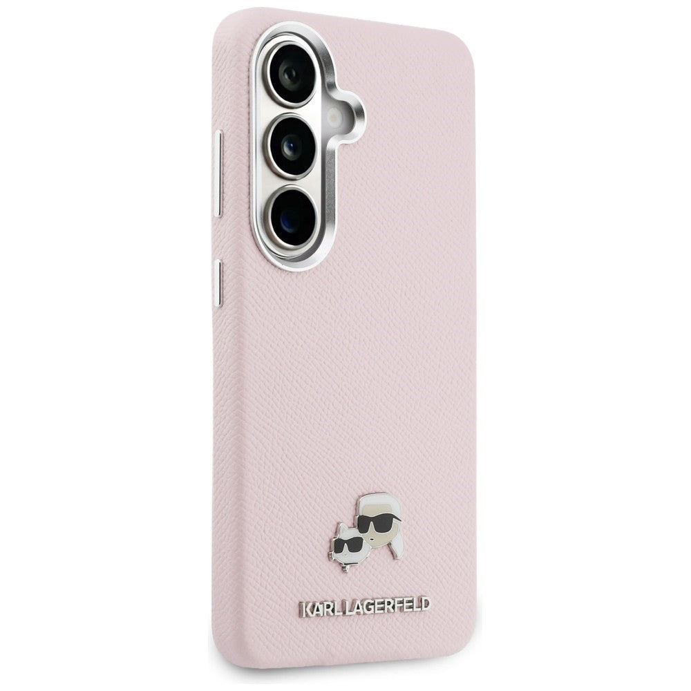 Karl Lagerfeld - Wrapped Grained Leather with K&C Head Pin MagSafe (KLHMS26S6PFKCLP) - Samsung Galaxy S26 - Pink
