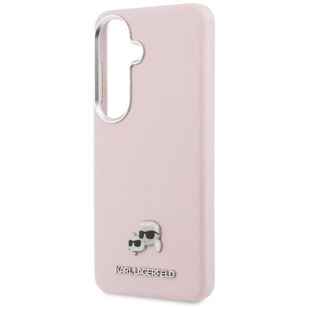 Karl Lagerfeld - Wrapped Grained Leather with K&C Head Pin MagSafe (KLHMS26S6PFKCLP) - Samsung Galaxy S26 - Pink
