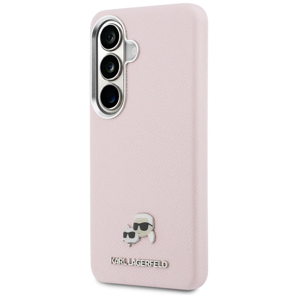 Karl Lagerfeld - Wrapped Grained Leather with K&C Head Pin MagSafe (KLHMS26S6PFKCLP) - Samsung Galaxy S26 - Pink