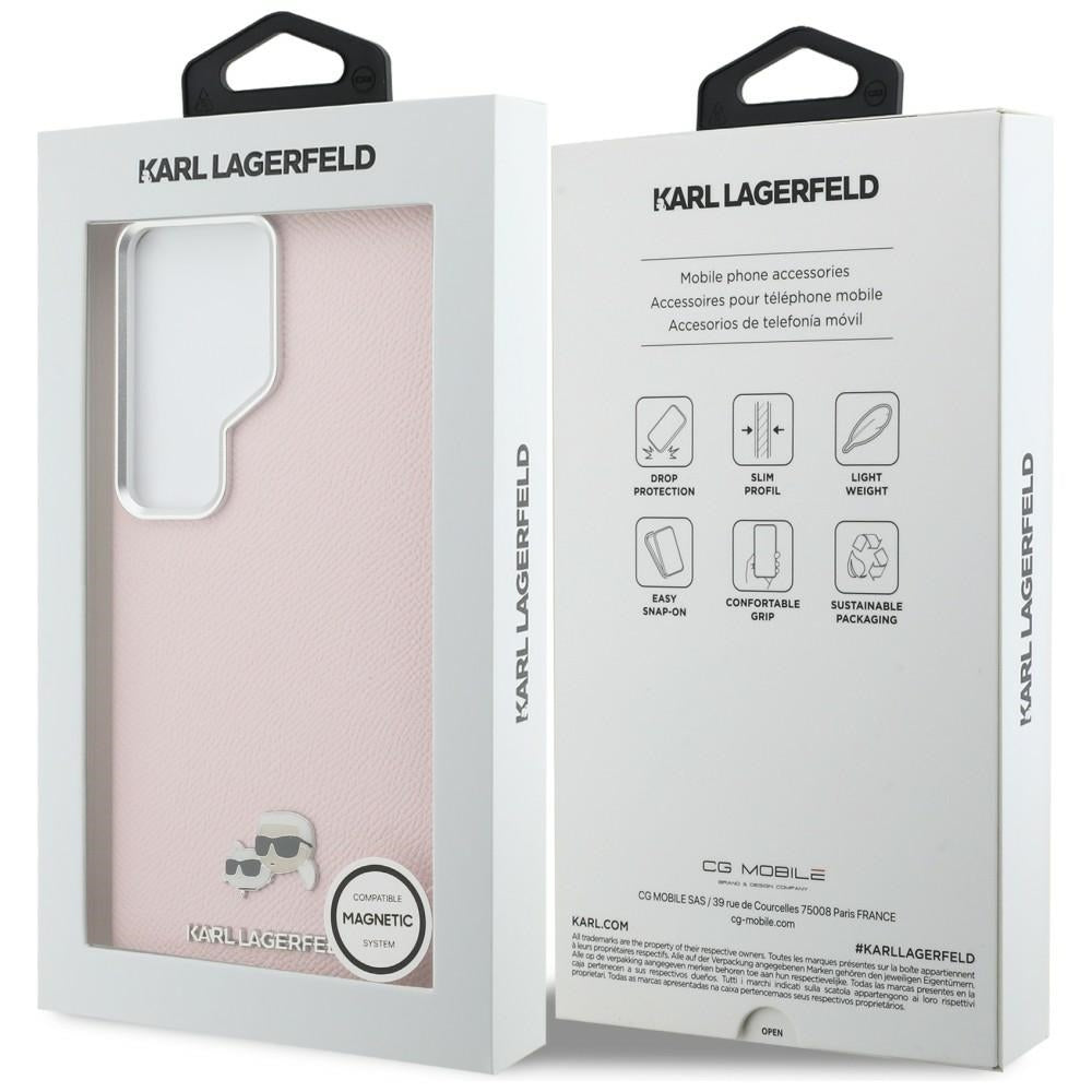 Karl Lagerfeld Husa de protectie Karl Lagerfeld Wrapped Grained Leather with K&C Head Pin MagSafe (KLHMS26L6PFKCLP) comp