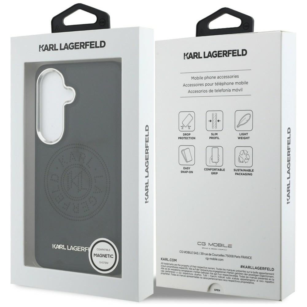 Karl Lagerfeld - Wrapped Leather with Karl Round Point Logo MagSafe (KLHMS26SPSKRPMK) - Samsung Galaxy S26 - Black