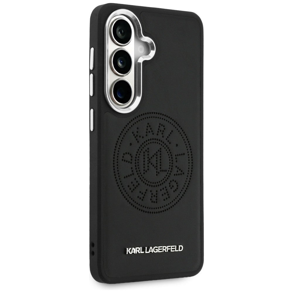 Karl Lagerfeld - Wrapped Leather with Karl Round Point Logo MagSafe (KLHMS26SPSKRPMK) - Samsung Galaxy S26 - Black