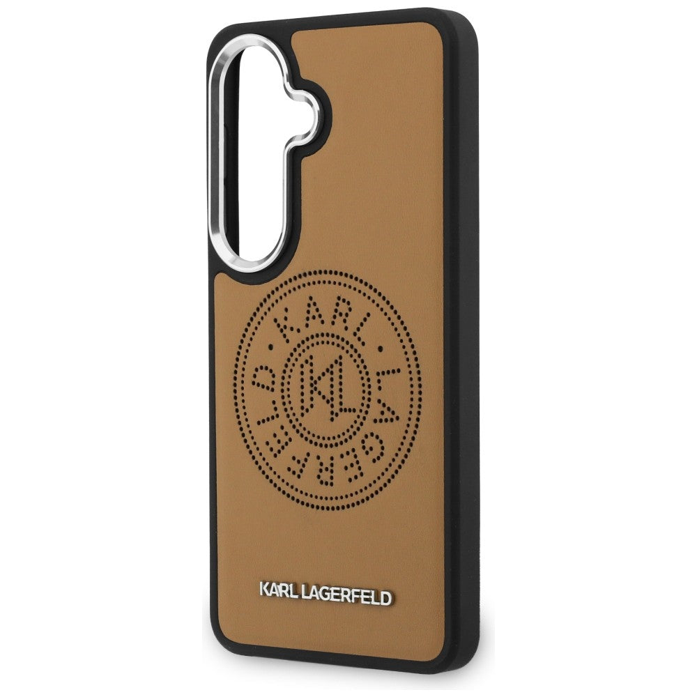 Karl Lagerfeld - Wrapped Leather with Karl Round Point Logo MagSafe (KLHMS26SPSKRPMW) - Samsung Galaxy S26 - Brown