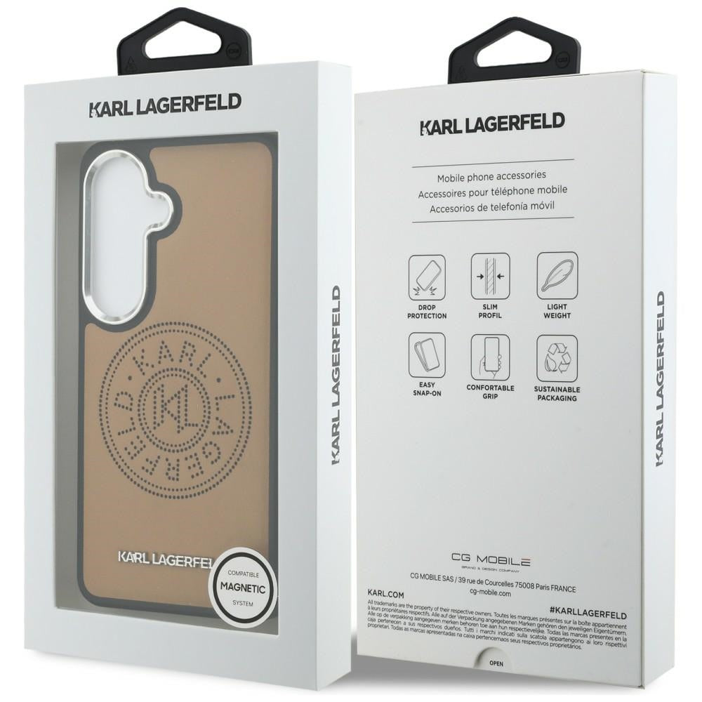 Karl Lagerfeld - Wrapped Leather with Karl Round Point Logo MagSafe (KLHMS26SPSKRPMW) - Samsung Galaxy S26 - Brown