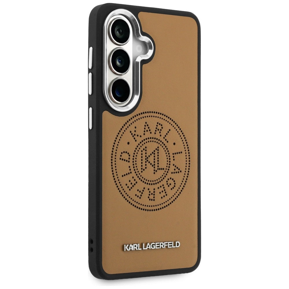 Karl Lagerfeld - Wrapped Leather with Karl Round Point Logo MagSafe (KLHMS26SPSKRPMW) - Samsung Galaxy S26 - Brown
