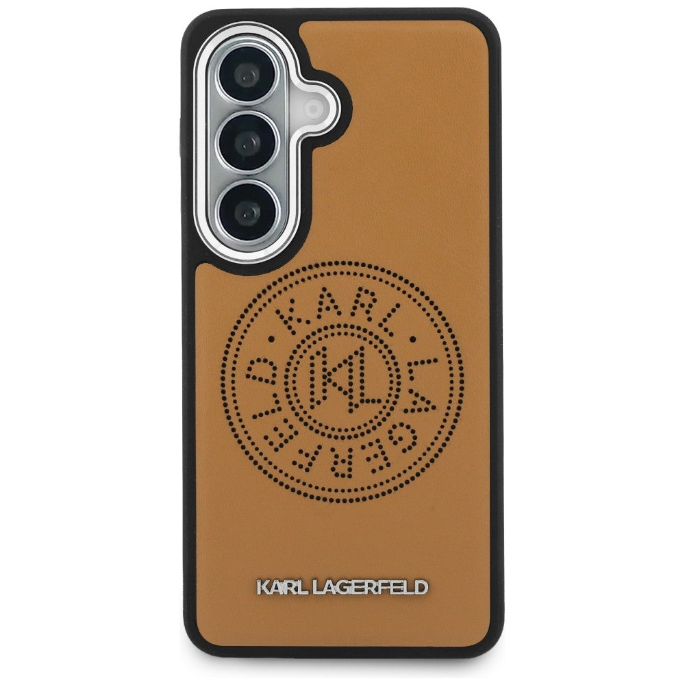 Karl Lagerfeld - Wrapped Leather with Karl Round Point Logo MagSafe (KLHMS26SPSKRPMW) - Samsung Galaxy S26 - Brown
