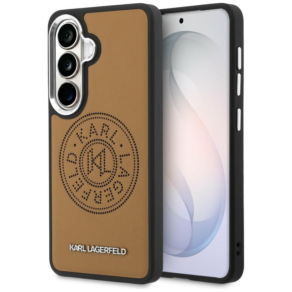 Karl Lagerfeld - Wrapped Leather with Karl Round Point Logo MagSafe (KLHMS26SPSKRPMW) - Samsung Galaxy S26 - Brown