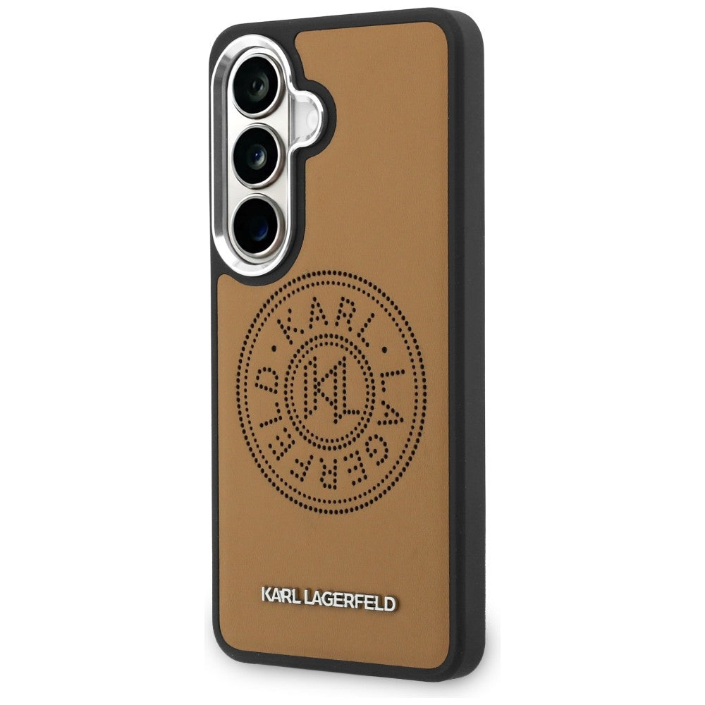 Karl Lagerfeld - Wrapped Leather with Karl Round Point Logo MagSafe (KLHMS26SPSKRPMW) - Samsung Galaxy S26 - Brown
