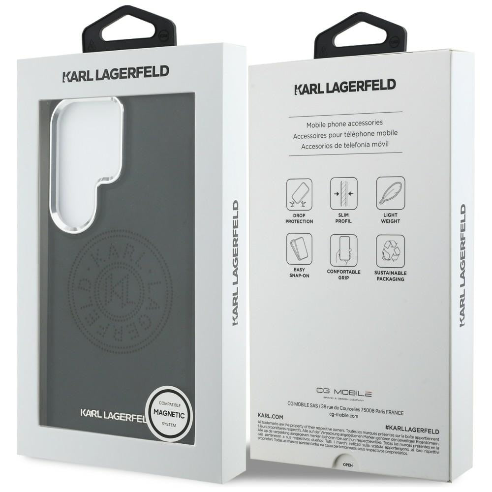 Karl Lagerfeld - Wrapped Leather with Karl Round Point Logo MagSafe (KLHMS26LPSKRPMK) - Samsung Galaxy S26 Ultra - Black