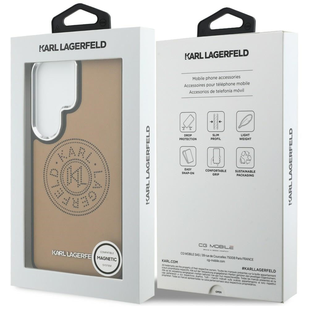 Karl Lagerfeld - Wrapped Leather with Karl Round Point Logo MagSafe (KLHMS26LPSKRPMW) - Samsung Galaxy S26 Ultra - Brown
