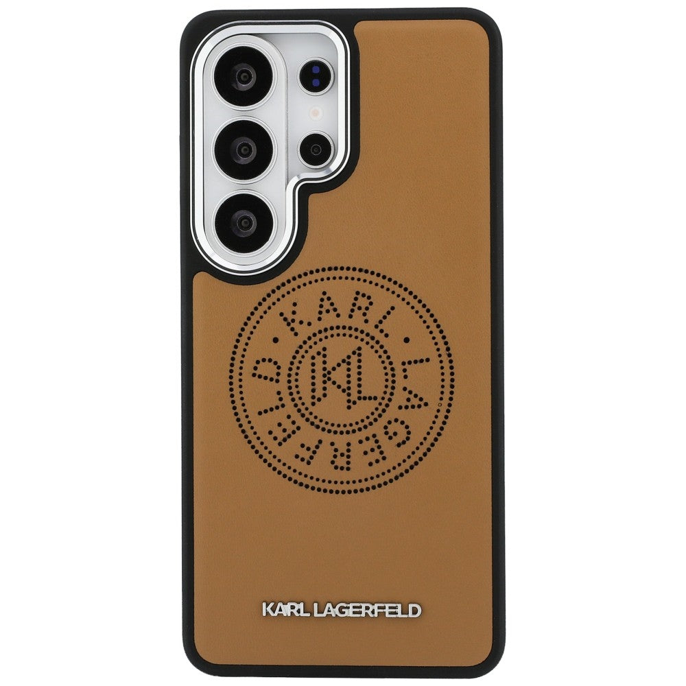 Karl Lagerfeld - Wrapped Leather with Karl Round Point Logo MagSafe (KLHMS26LPSKRPMW) - Samsung Galaxy S26 Ultra - Brown