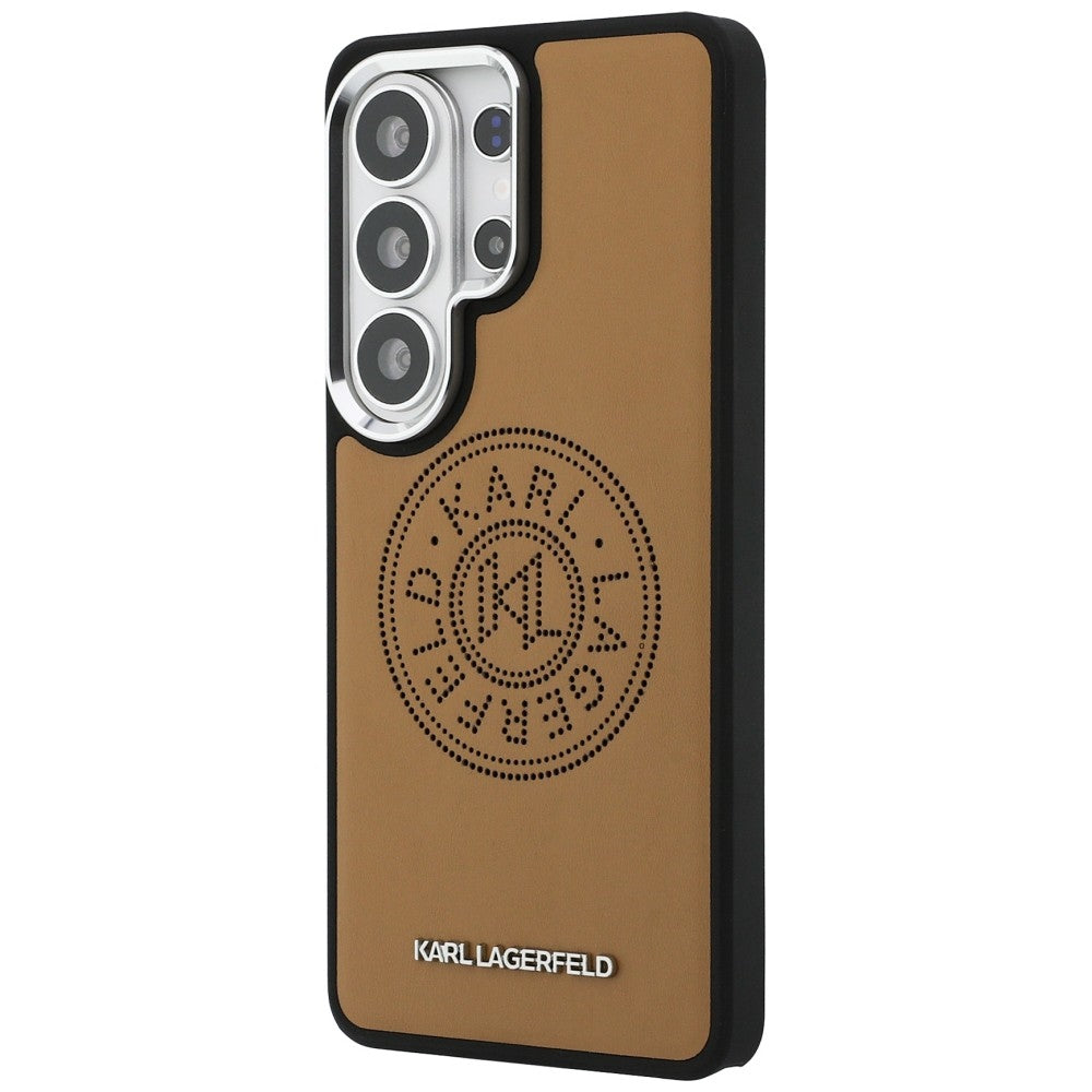 Karl Lagerfeld - Wrapped Leather with Karl Round Point Logo MagSafe (KLHMS26LPSKRPMW) - Samsung Galaxy S26 Ultra - Brown