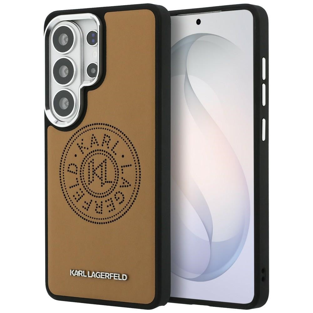 Karl Lagerfeld - Wrapped Leather with Karl Round Point Logo MagSafe (KLHMS26LPSKRPMW) - Samsung Galaxy S26 Ultra - Brown