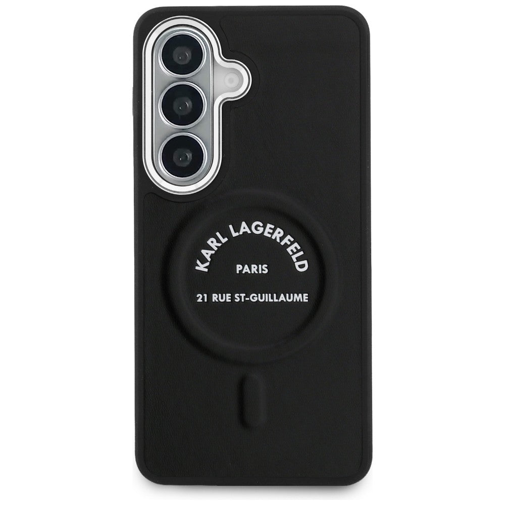Karl Lagerfeld - Wrapped Leather with Karl RSG Logo MagSafe (KLHMS26SPSKRSGEK) - Samsung Galaxy S26 - Black