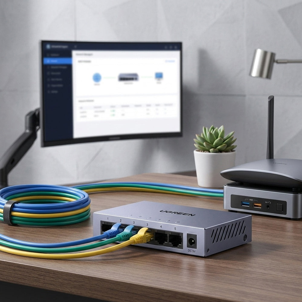 Adaptor Ugreen Ethernet CM933 (65956EU), DC la RJ45, 1000Mbps, Negru