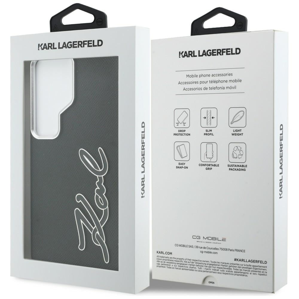 Karl Lagerfeld - Full Wrapped Grained Leather with Signature Resin Logo (KLHCS26LPGFKSRSK) - Samsung Galaxy S26 Ultra - 
