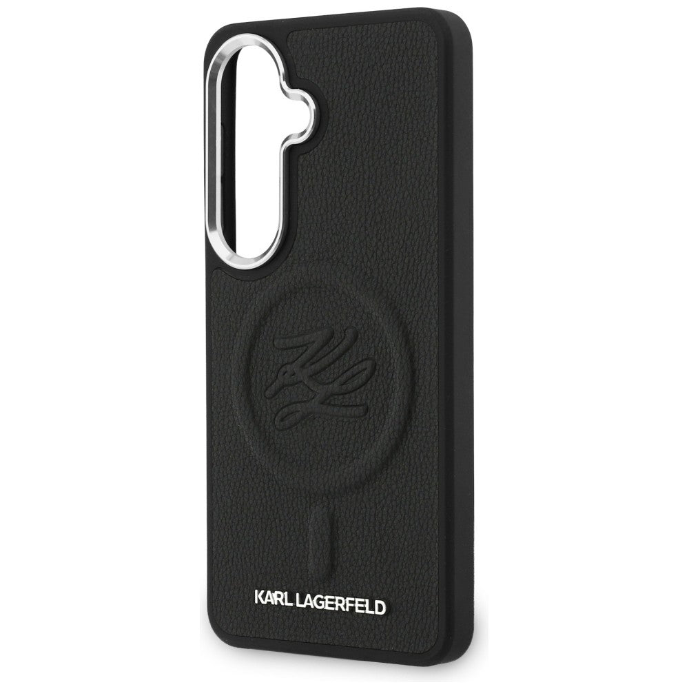 Karl Lagerfeld - Leather with Initial Logo Debossed MagSafe (KLHMS26SPGFKLRDK) - Samsung Galaxy S26 - Black