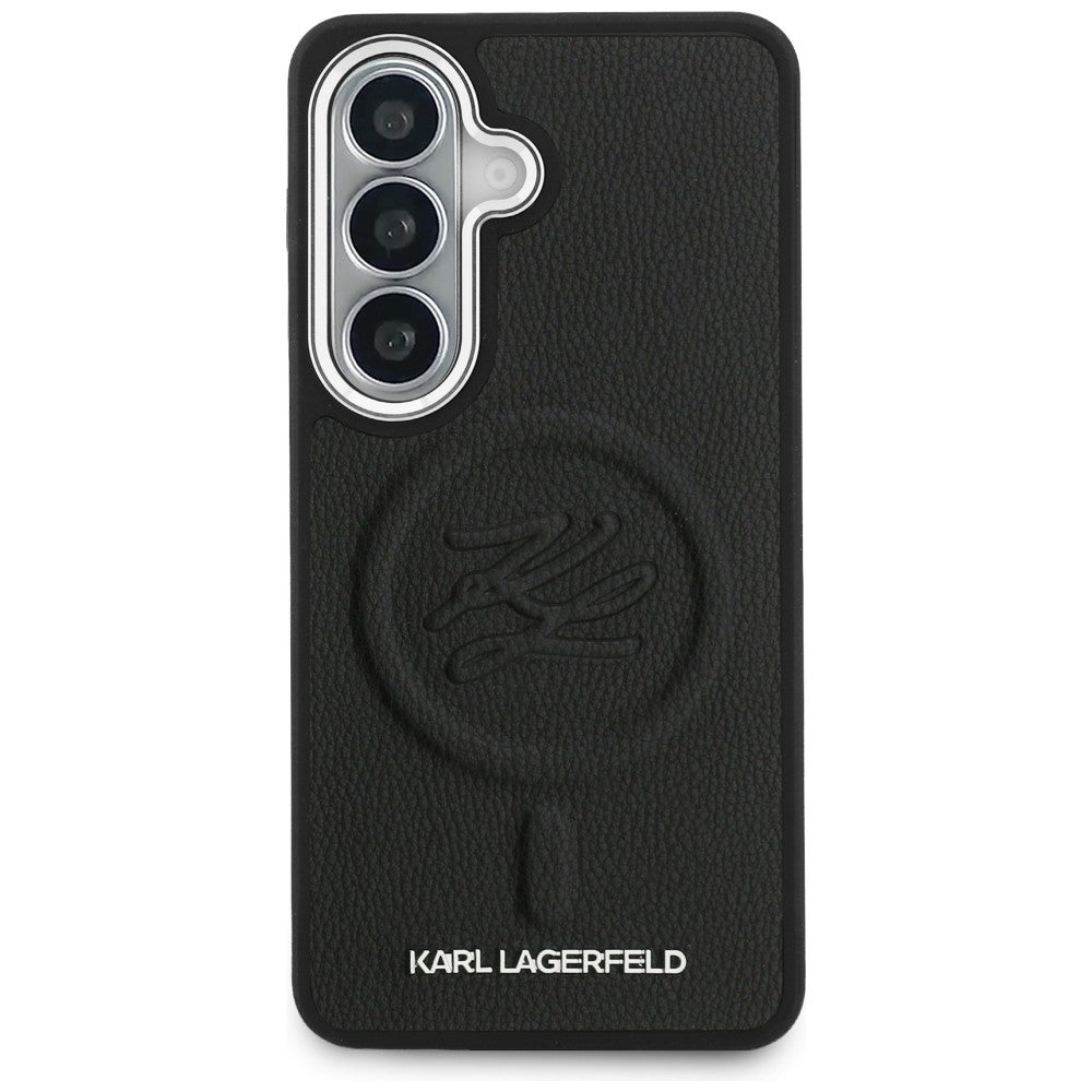 Karl Lagerfeld - Leather with Initial Logo Debossed MagSafe (KLHMS26SPGFKLRDK) - Samsung Galaxy S26 - Black