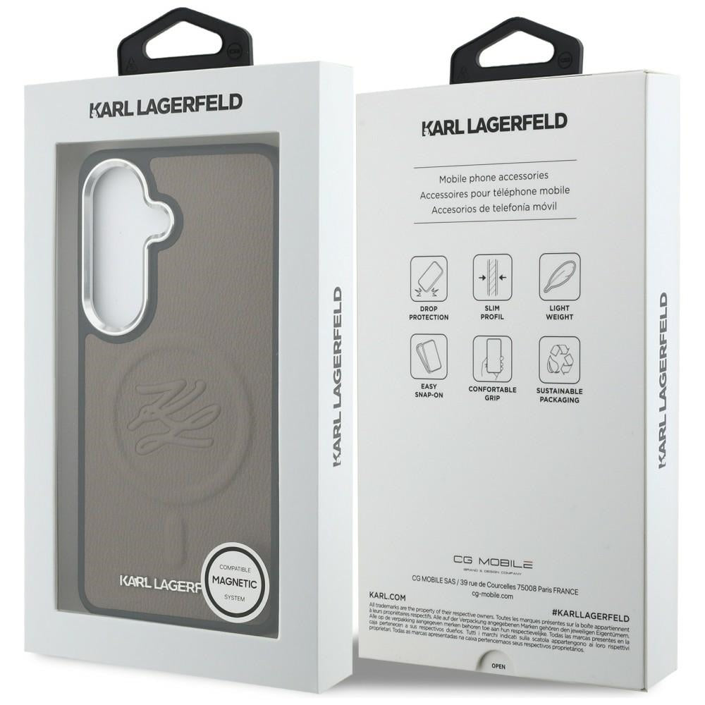 Karl Lagerfeld - Leather with Initial Logo Debossed MagSafe (KLHMS26SPGFKLRDW) - Samsung Galaxy S26 - Brown