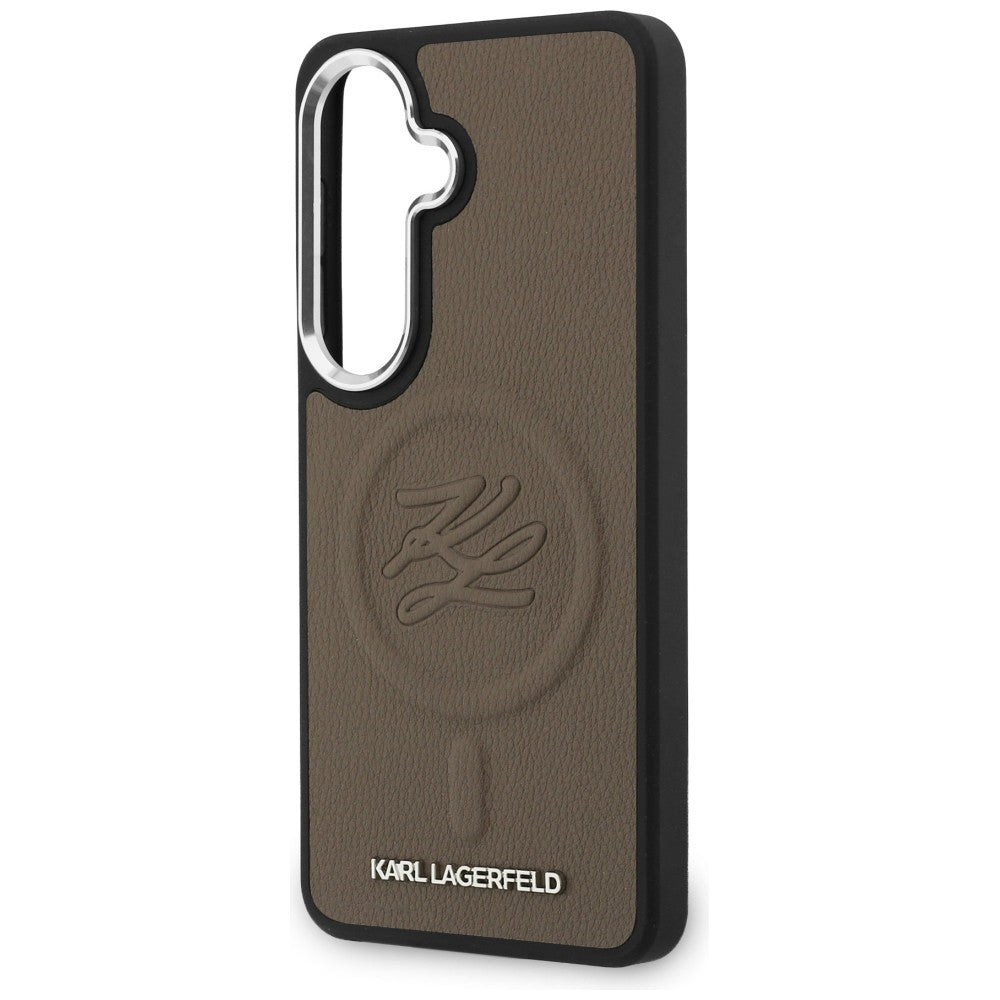 Karl Lagerfeld - Leather with Initial Logo Debossed MagSafe (KLHMS26SPGFKLRDW) - Samsung Galaxy S26 - Brown
