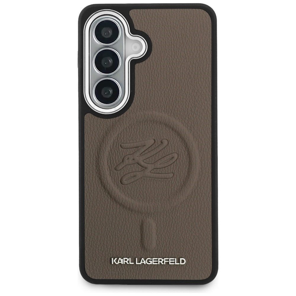 Karl Lagerfeld - Leather with Initial Logo Debossed MagSafe (KLHMS26SPGFKLRDW) - Samsung Galaxy S26 - Brown