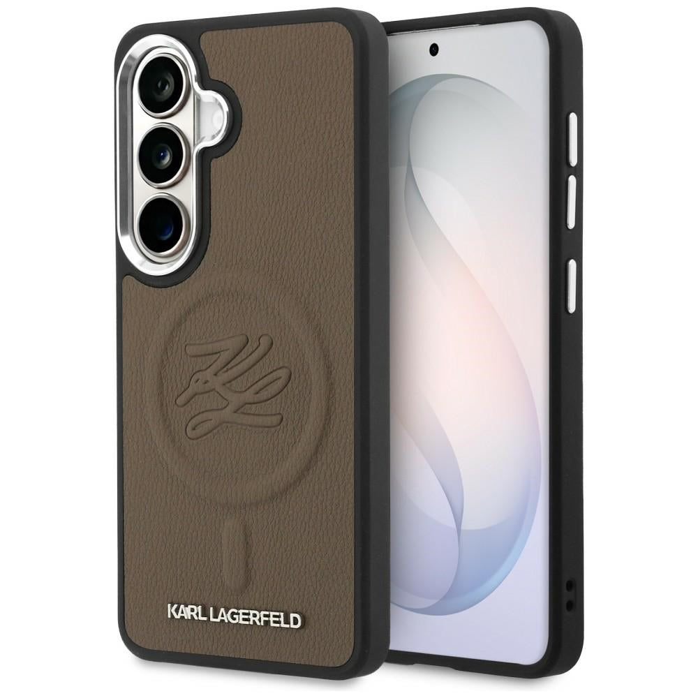 Karl Lagerfeld - Leather with Initial Logo Debossed MagSafe (KLHMS26SPGFKLRDW) - Samsung Galaxy S26 - Brown