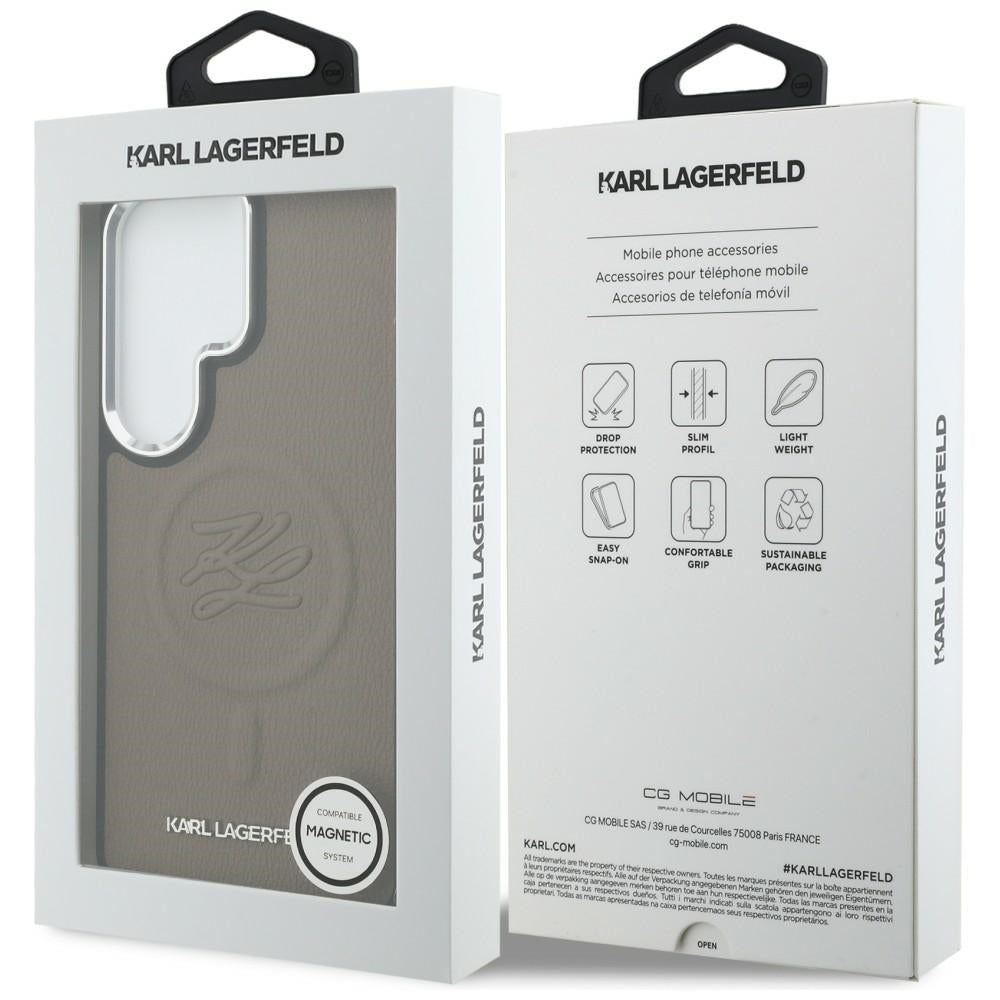 Karl Lagerfeld - Leather with Initial Logo Debossed MagSafe (KLHMS26LPGFKLRDW) - Samsung Galaxy S26 Ultra - Brown