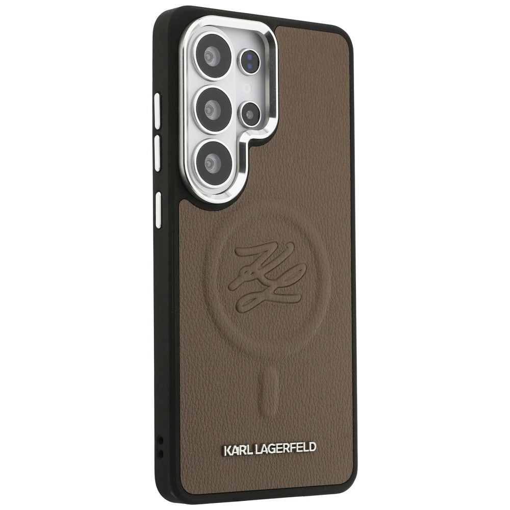 Karl Lagerfeld - Leather with Initial Logo Debossed MagSafe (KLHMS26LPGFKLRDW) - Samsung Galaxy S26 Ultra - Brown