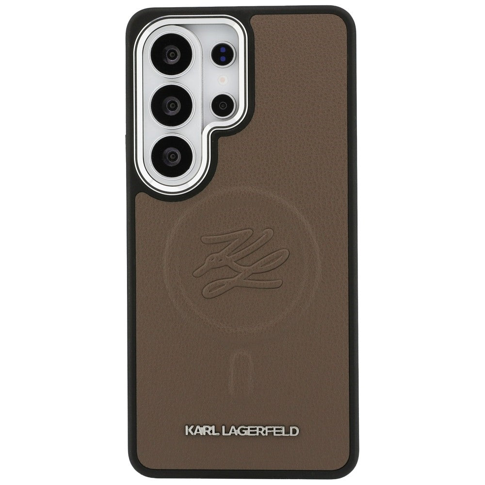 Karl Lagerfeld - Leather with Initial Logo Debossed MagSafe (KLHMS26LPGFKLRDW) - Samsung Galaxy S26 Ultra - Brown