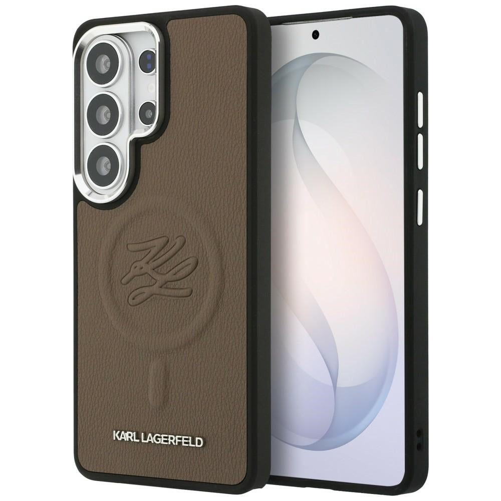 Karl Lagerfeld - Leather with Initial Logo Debossed MagSafe (KLHMS26LPGFKLRDW) - Samsung Galaxy S26 Ultra - Brown
