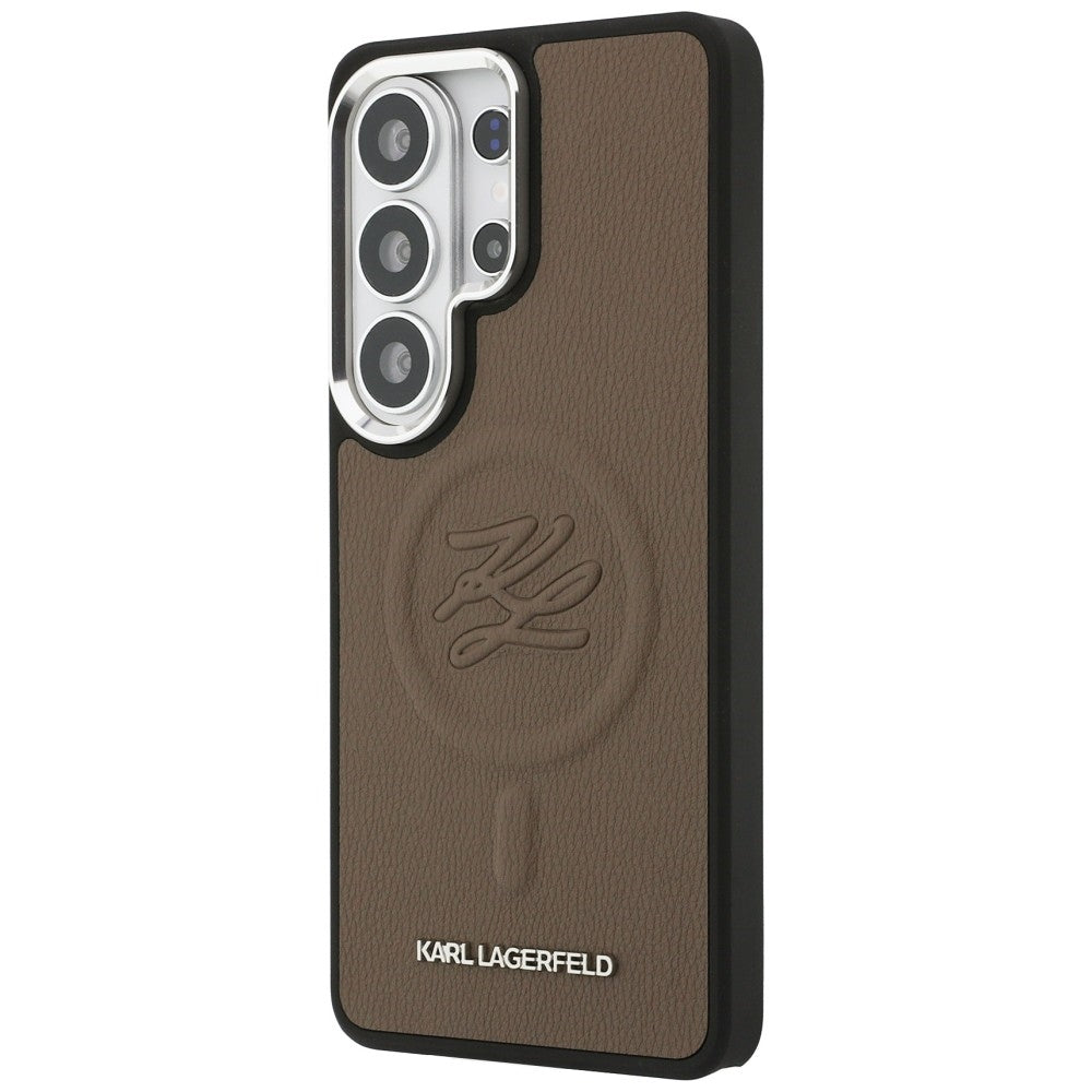 Karl Lagerfeld - Leather with Initial Logo Debossed MagSafe (KLHMS26LPGFKLRDW) - Samsung Galaxy S26 Ultra - Brown