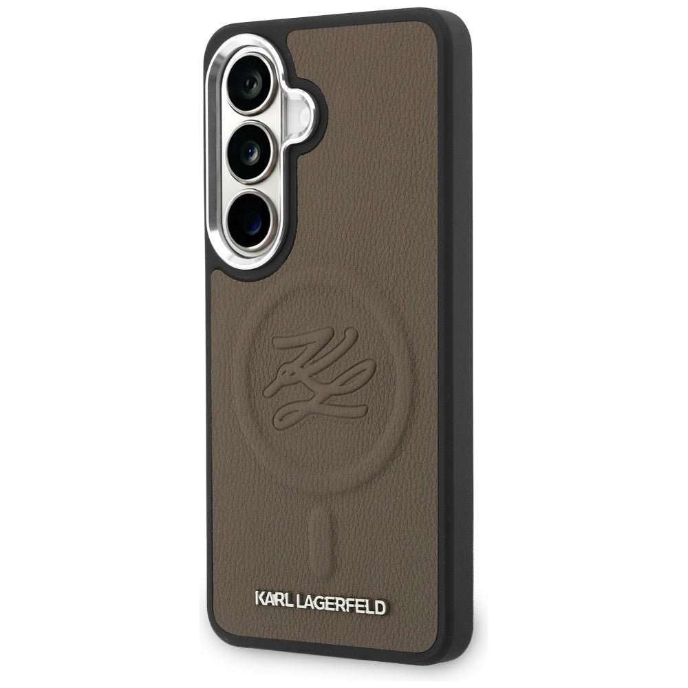 Karl Lagerfeld Husa de protectie Karl Lagerfeld Leather with Initial Logo Debossed MagSafe (KLHMS26MPGFKLRDW) compatibil